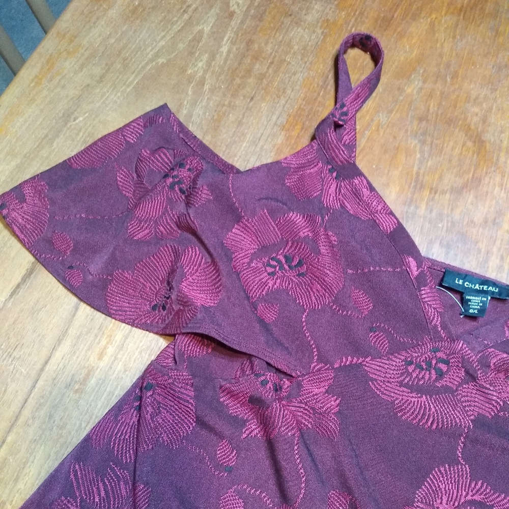 NWOT Le Chateau Size Large Purple Cold Shoulder Bodycon Dress or Tunic S… - Picture 6 of 10